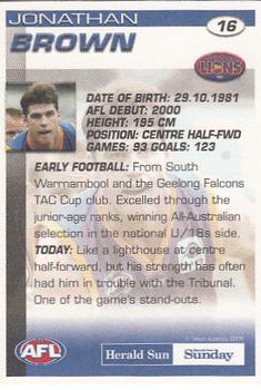 2005 Select Herald Sun AFL #16 Jonathan Brown Back
